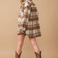 Brushed Yarn Dyed Plaid Loose Button Up Jacket