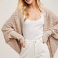 Chunky Popcorn Knit Sweater Open Front Dolman Cardigan