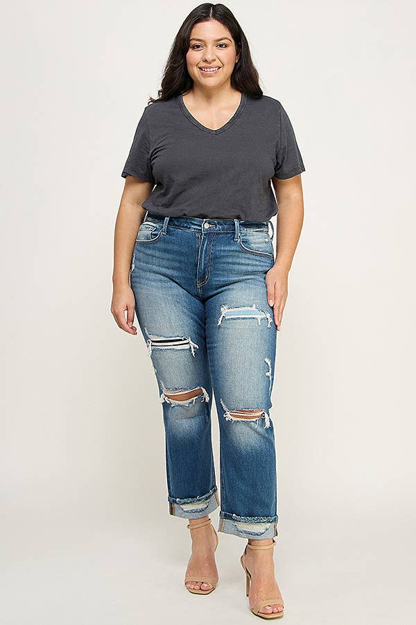 Olivia High Rise Stretch Ankle Straight Jeans | Plus