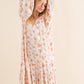 Dobby Floral Print Neck Keyhole Maxi Dress