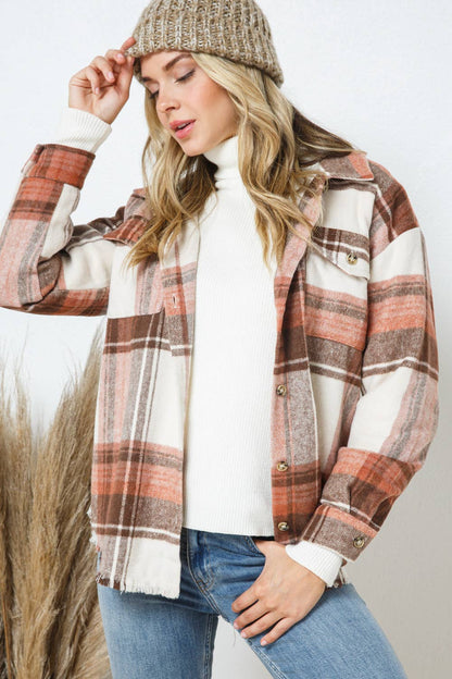 Yarn Dyed Plaid Shirt Jacket Shacket