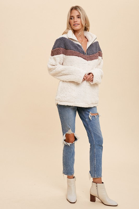 Chevron Sherpa Pullover Jacket