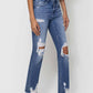 Mid Rise Distressed Ankle Slim Straight Jeans