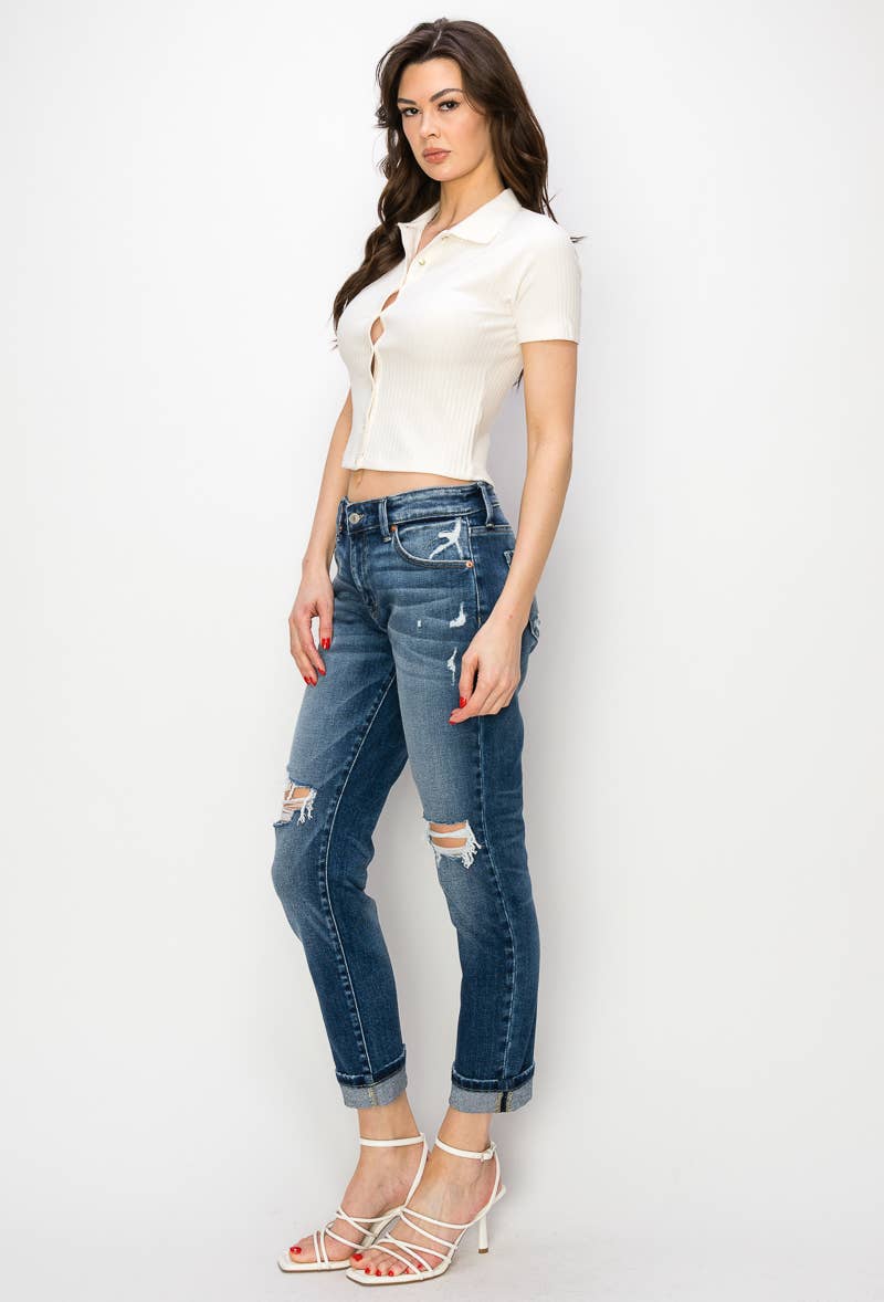 Natalia Mid Rise Boyfriend Jeans | Plus