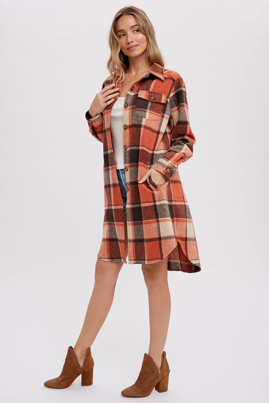 Flannel Plaid Longline Shacket