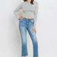 Mid Rise Frayed Hem Ankle Bootcut Jeans