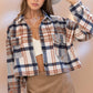 Yarn Dyed Plaid Button Up Crop Shirt Jacket