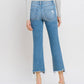 Mid Rise Frayed Hem Ankle Bootcut Jeans