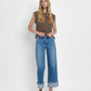 High Rise Cuff Wide Jeans