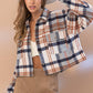 Yarn Dyed Plaid Button Up Crop Shirt Jacket