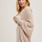 Chunky Popcorn Knit Sweater Open Front Dolman Cardigan