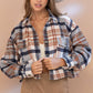 Yarn Dyed Plaid Button Up Crop Shirt Jacket