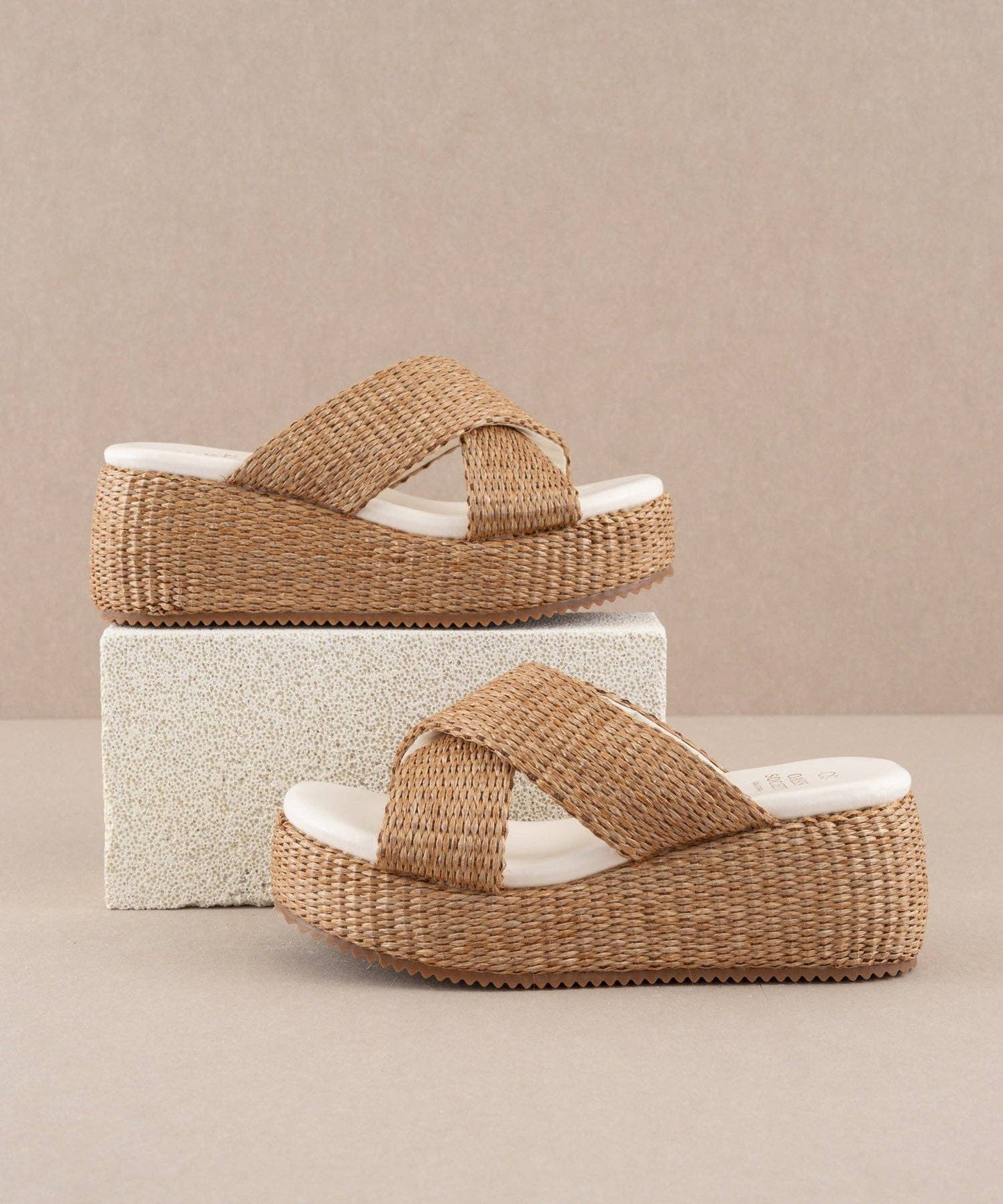 The Fresno Camel | Raffia Platform Sandals