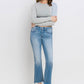 Mid Rise Frayed Hem Ankle Bootcut Jeans