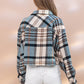 Yarn Dyed Plaid Button Up Crop Shirt Jacket