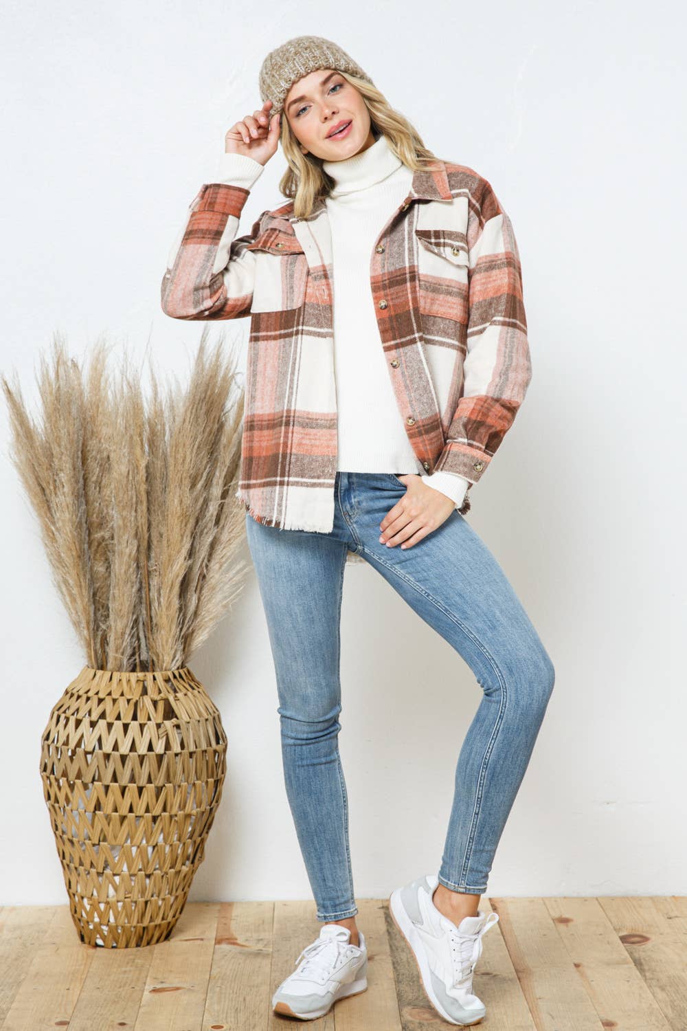 Yarn Dyed Plaid Shirt Jacket Shacket