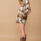 Brushed Yarn Dyed Plaid Loose Button Up Jacket