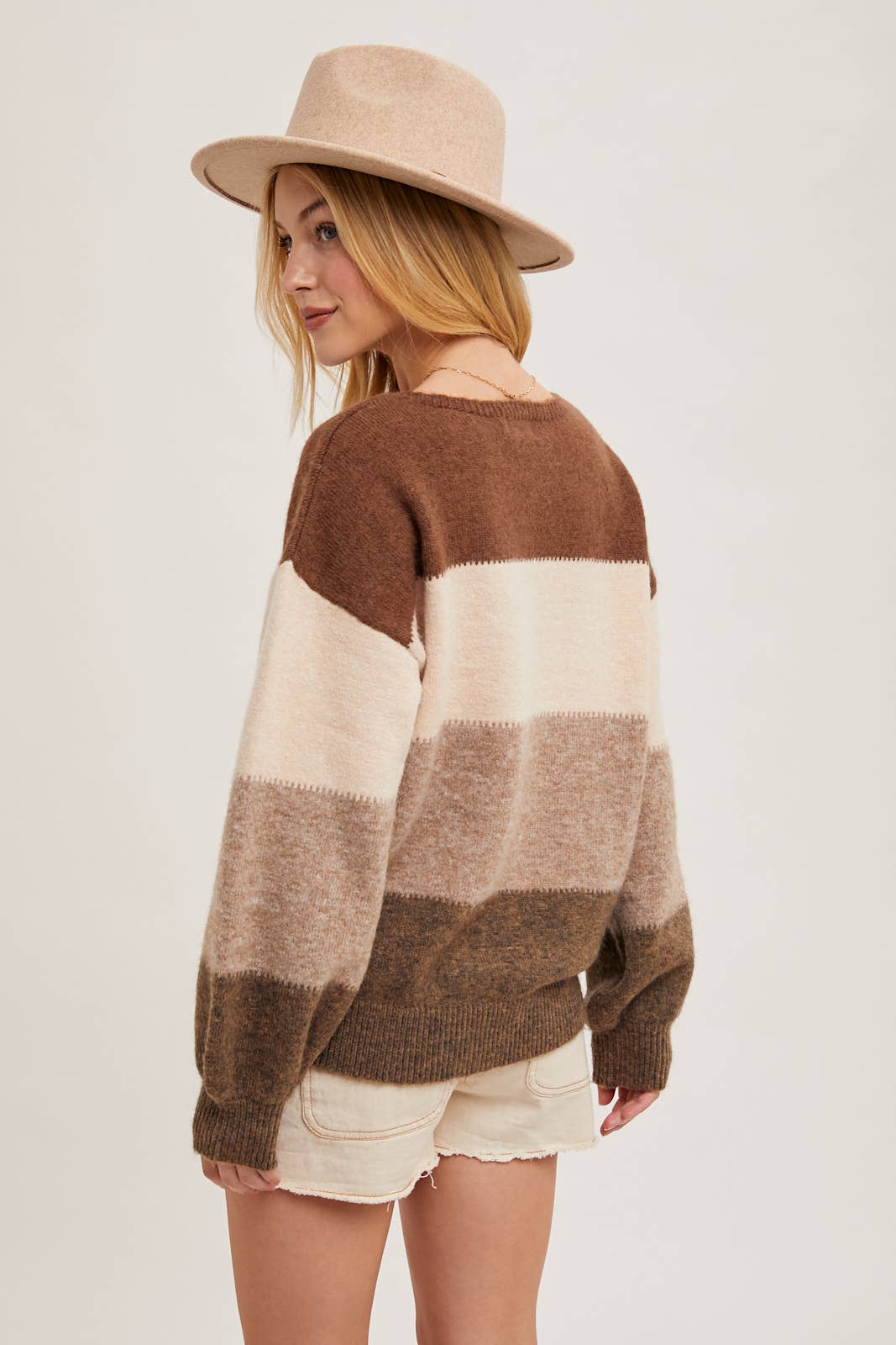 Color Block Sknit Sweater Pullover