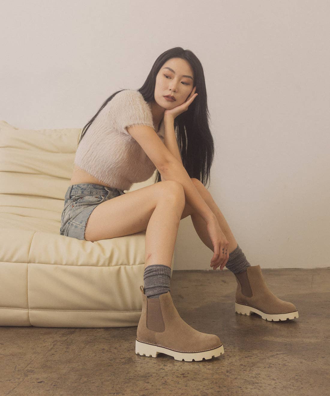 The Gianna Khaki | Chunky Sole Chelsea Boot