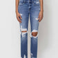 Mid Rise Distressed Ankle Slim Straight Jeans