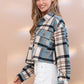 Yarn Dyed Plaid Button Up Crop Shirt Jacket