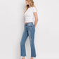 Mid Rise Distressed Hem Ankle Bootcut Jeans