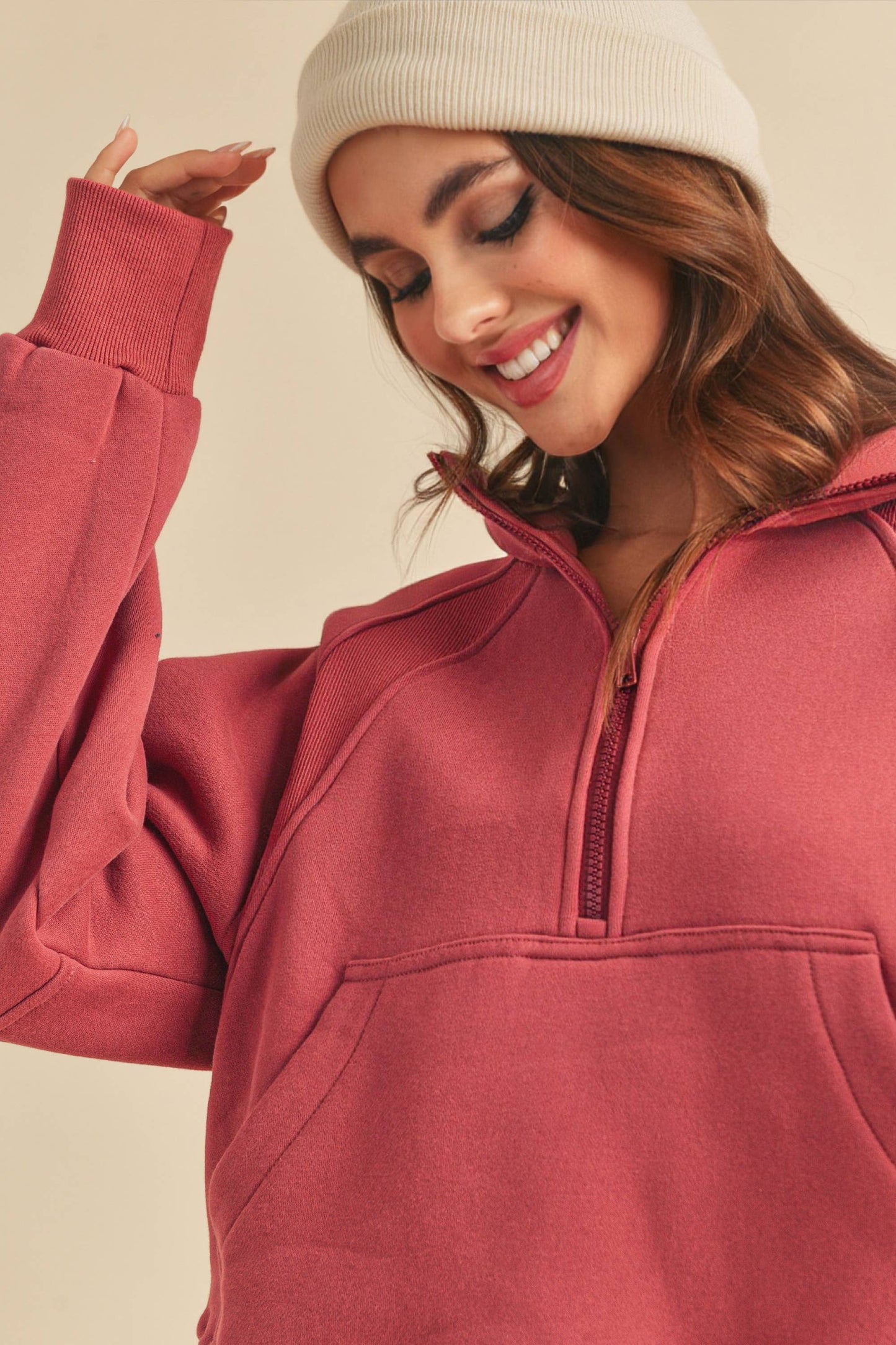 Dove Funnel Neck Half Zip Pullover