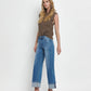 High Rise Cuff Wide Jeans