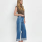 High Rise Cuff Wide Jeans