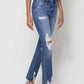 Mid Rise Distressed Ankle Slim Straight Jeans