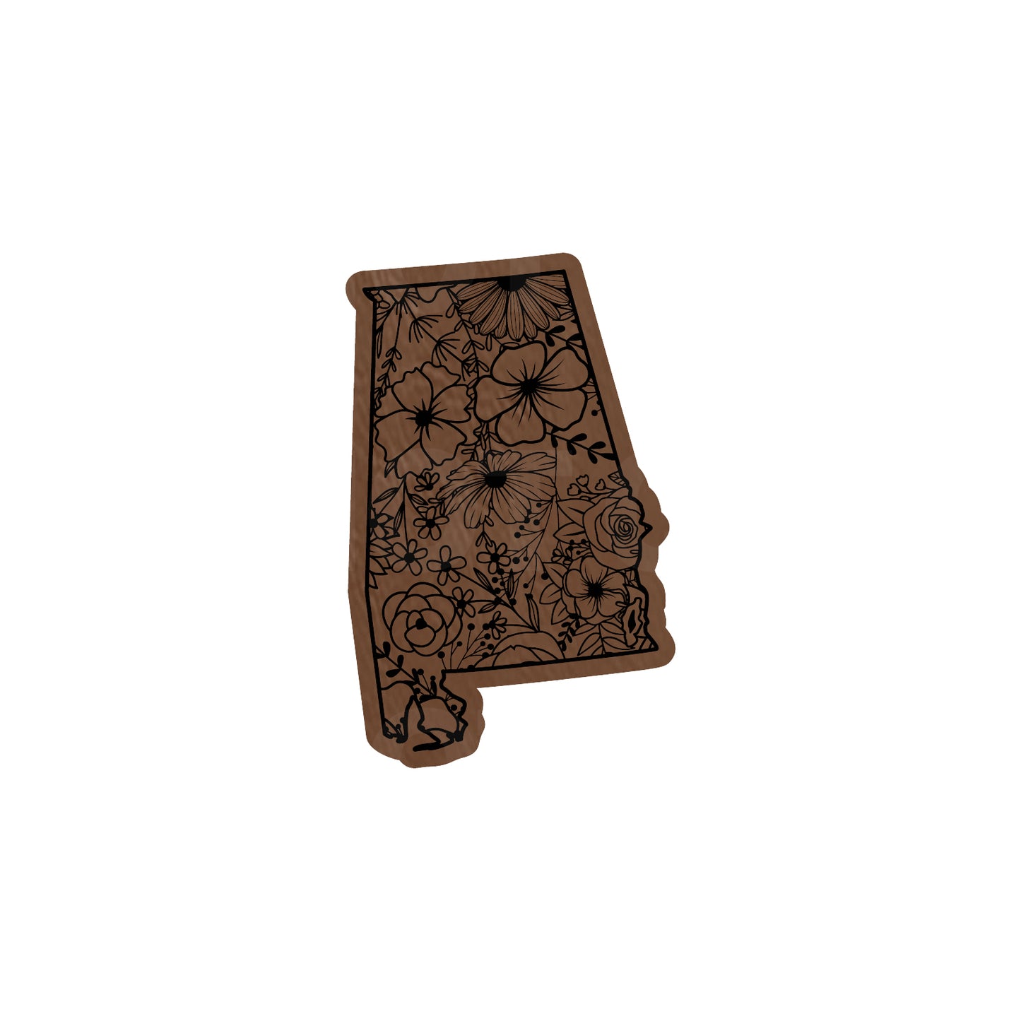 Alabama Floral Leatherette Patch | Adhesive Backing