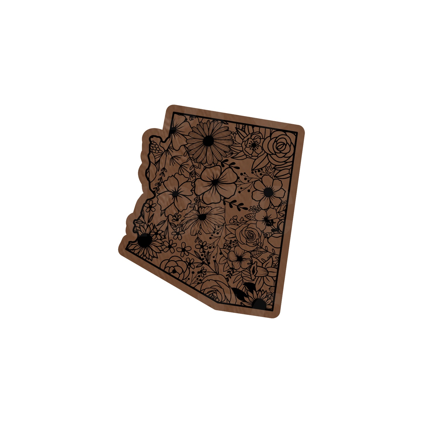 ARIZONA FLORAL STATE LEATHERETTE PATCH DARK BROWN