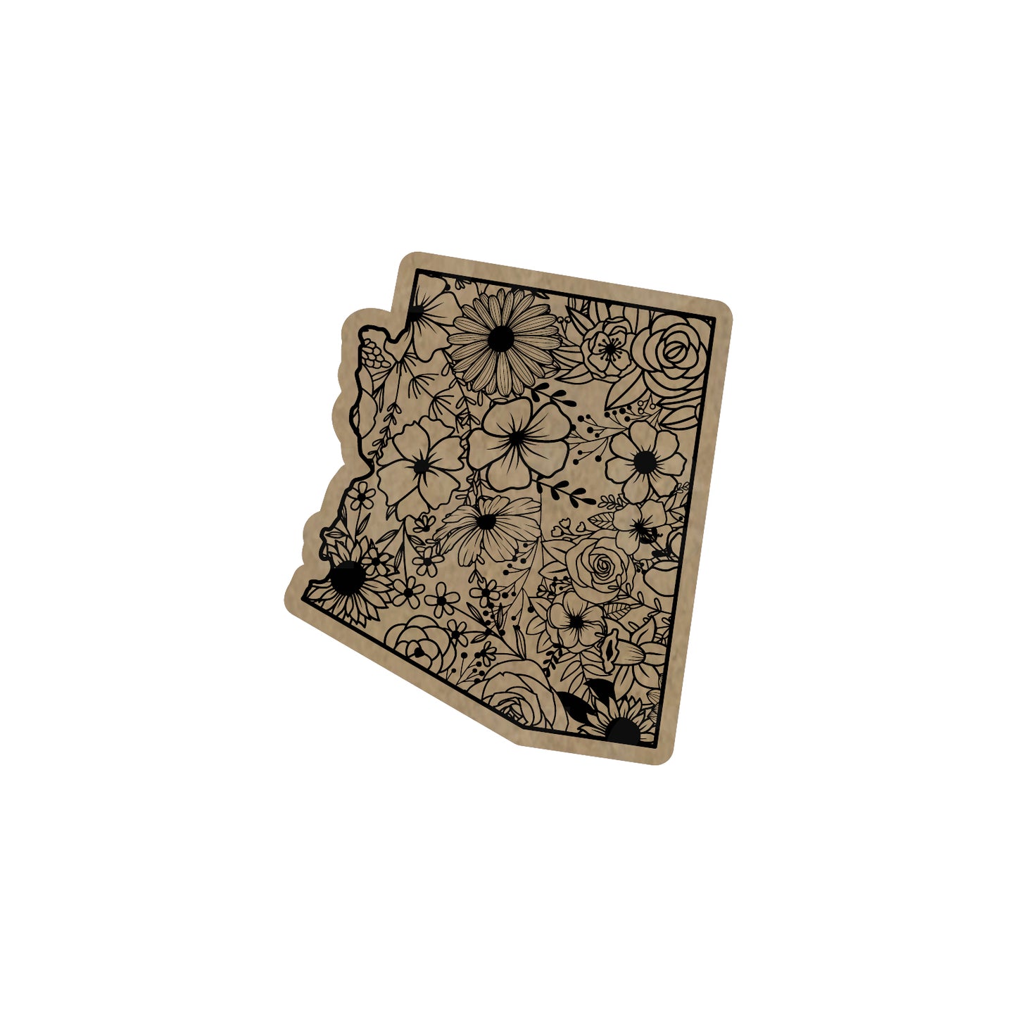 ARIZONA FLORAL STATE LEATHERETTE PATCH LIGHT BROWN