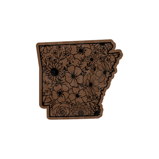 ARKANSAS FLORAL STATE LEATHERETTE PATCH DARK BROWN