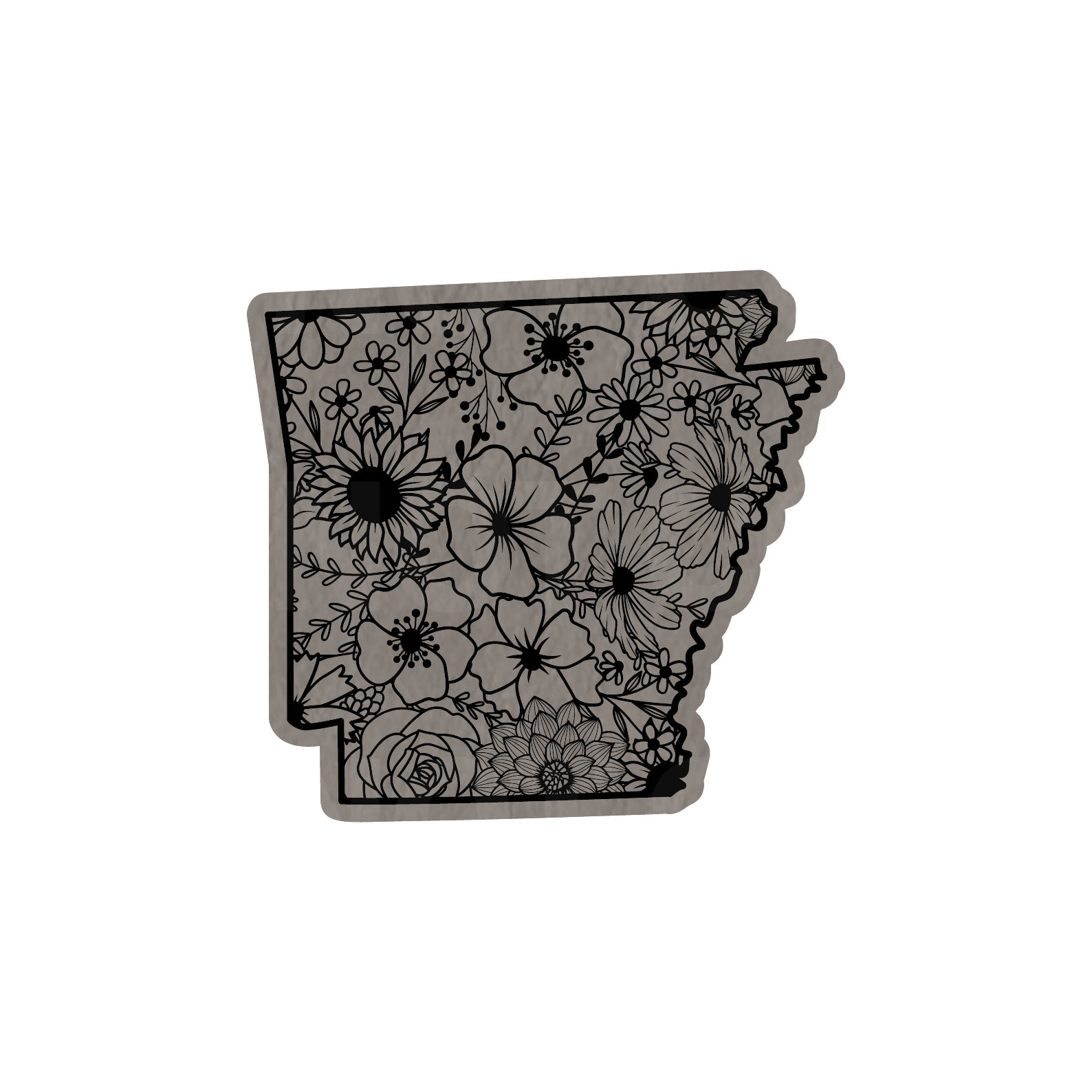 ARKANSAS FLORAL STATE LEATHERETTE PATCH GRAY