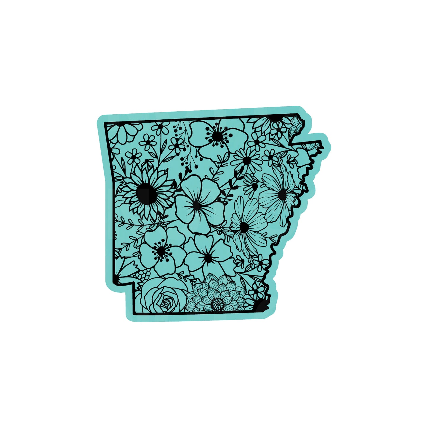 ARKANSAS FLORAL STATE LEATHERETTE PATCH TEAL