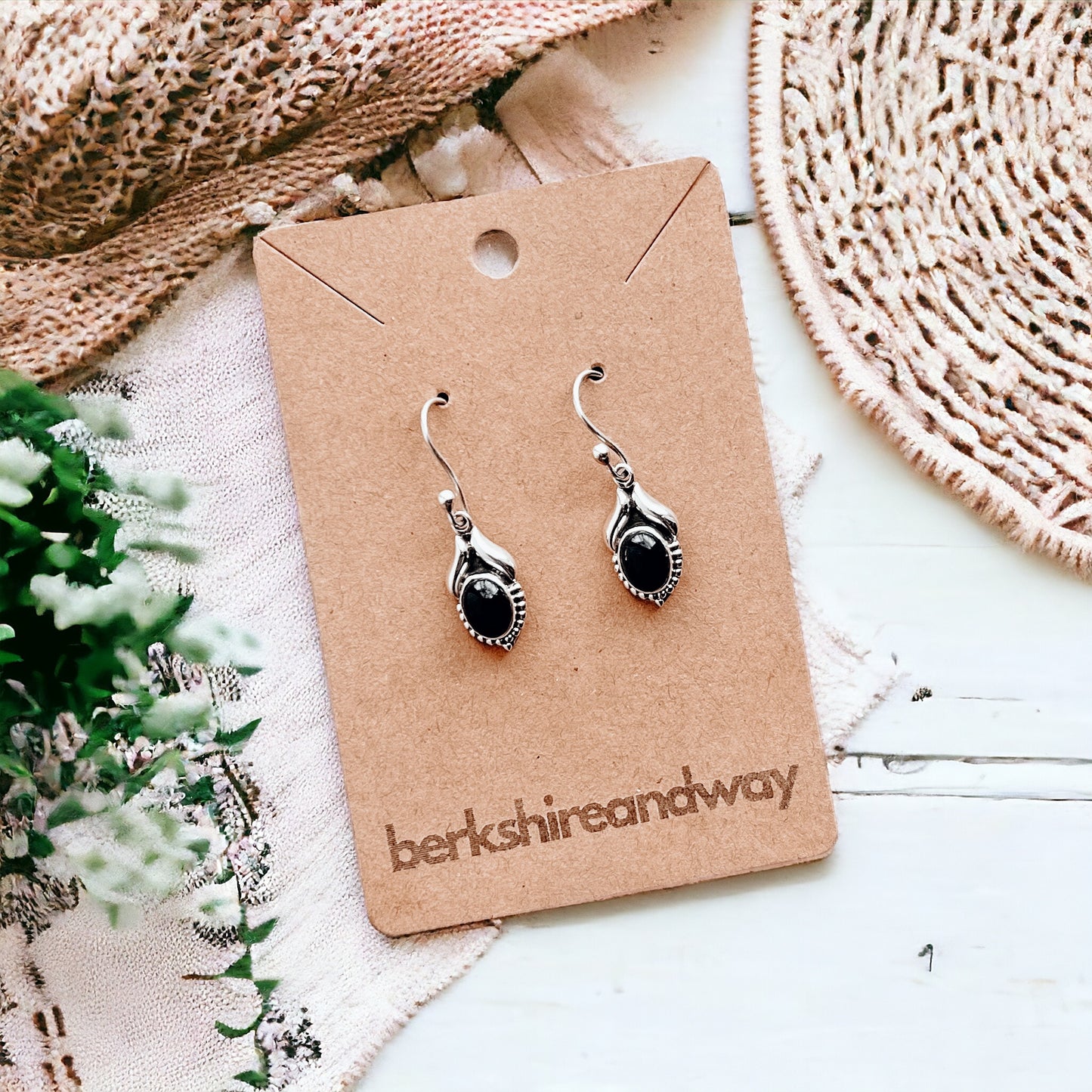 BLACK ONYX STERLING SILVER EARRINGS