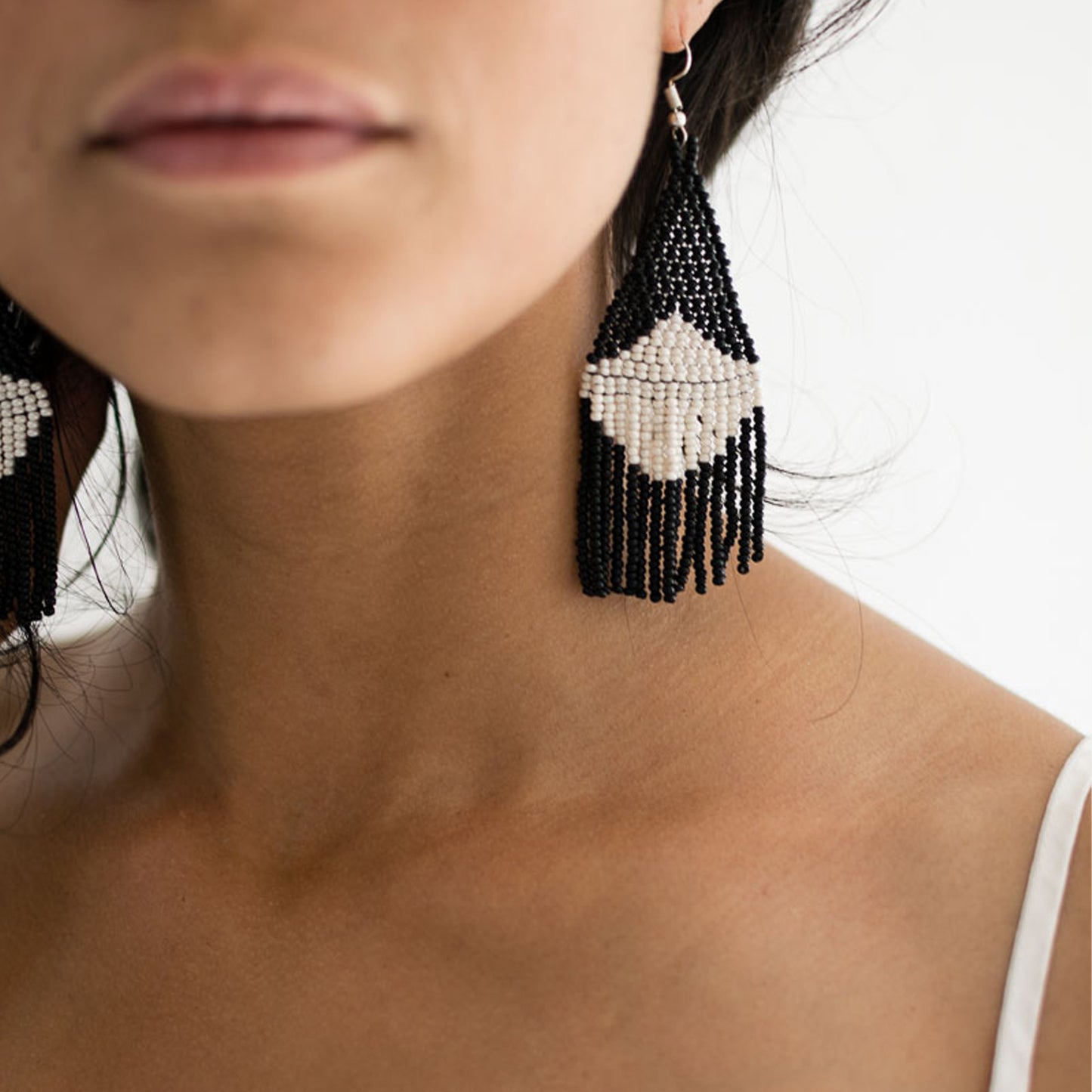 Concha Beaded Fringe Earrings