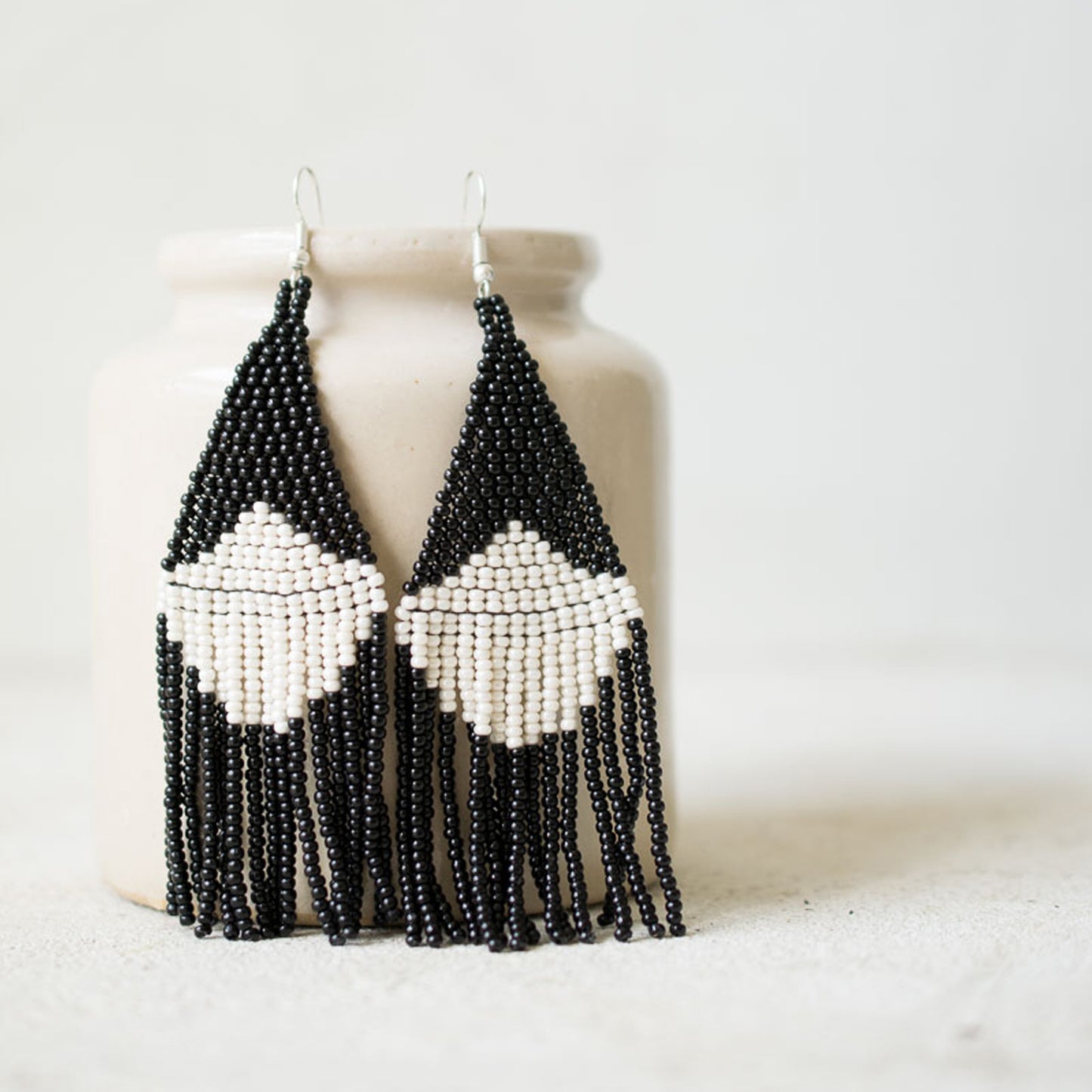 Concha Beaded Fringe Earrings