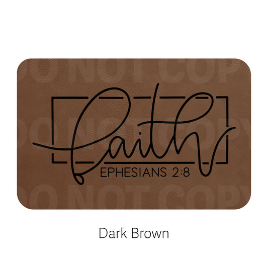 Faith Ephensians 2:8 Leatherette Patch | Adhesive Backing