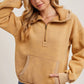 Half Zipper Front Hoodie Sweatshirt with Inner Fleece