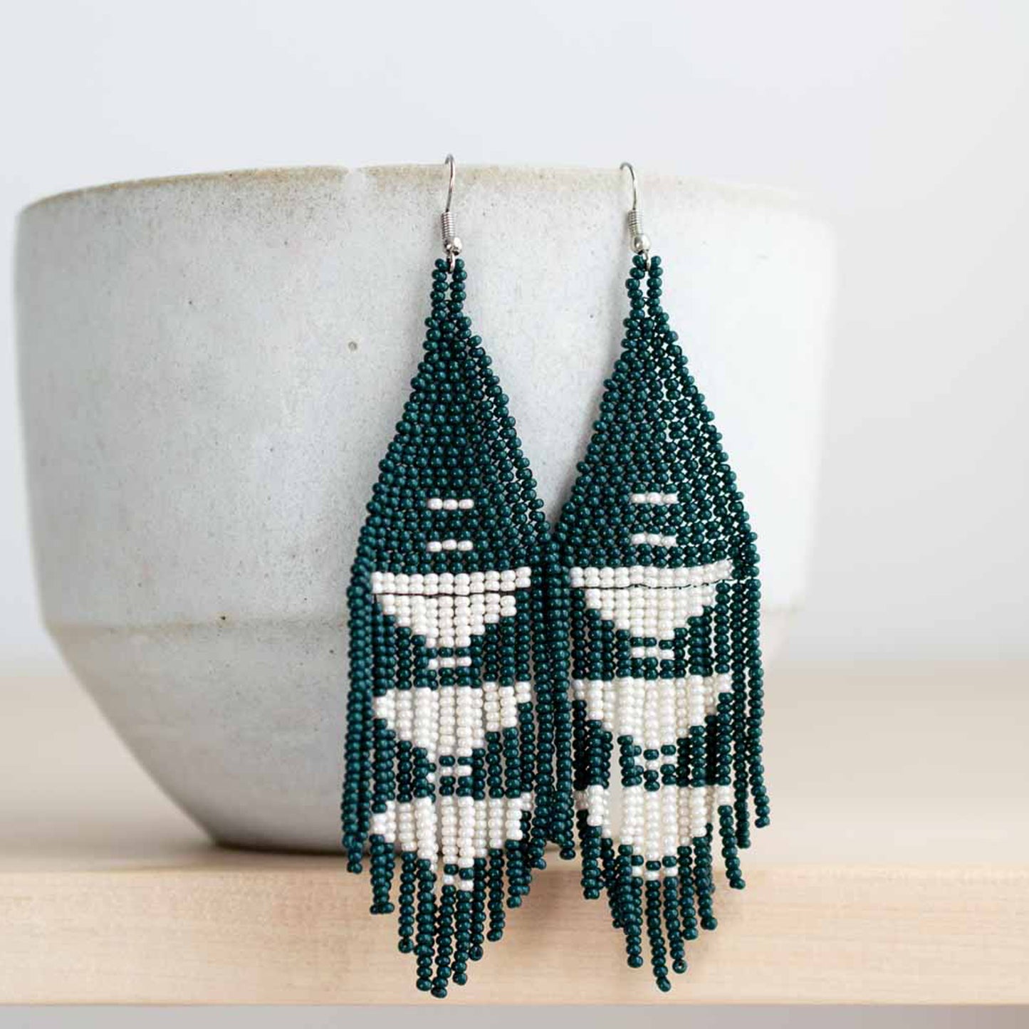 Jade Beaded Fringe Earrings