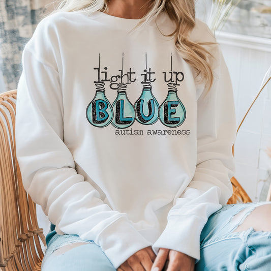 Light It Up Blue Autism Awareness Crewneck Sweatshirt