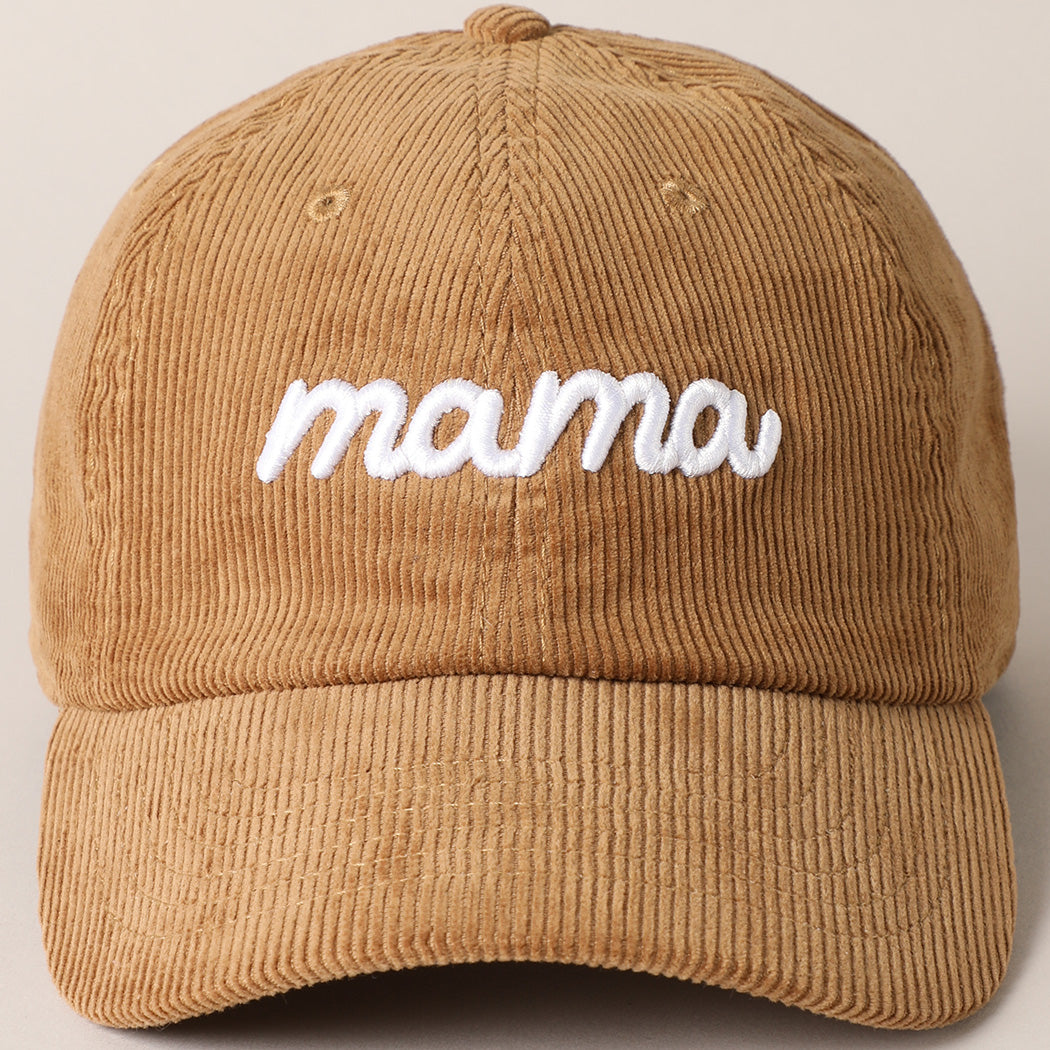 Mama Embroidery Corduroy Cap