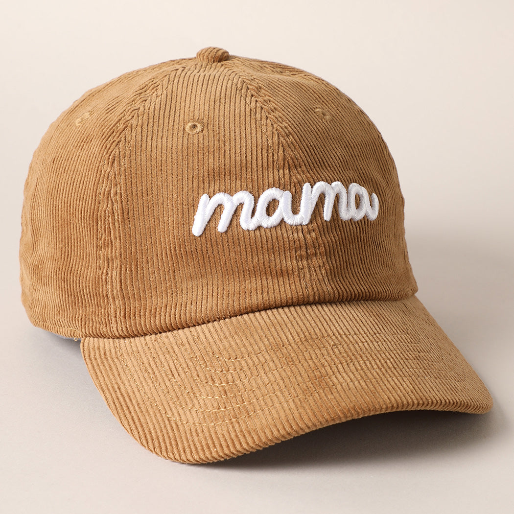 Mama Embroidery Corduroy Cap