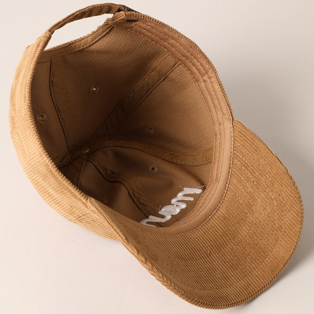 Mama Embroidery Corduroy Cap