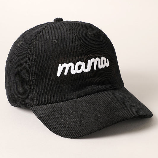 Mama Embroidery Corduroy Cap