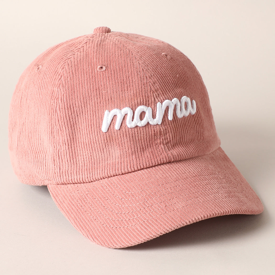 Mama Embroidery Corduroy Cap