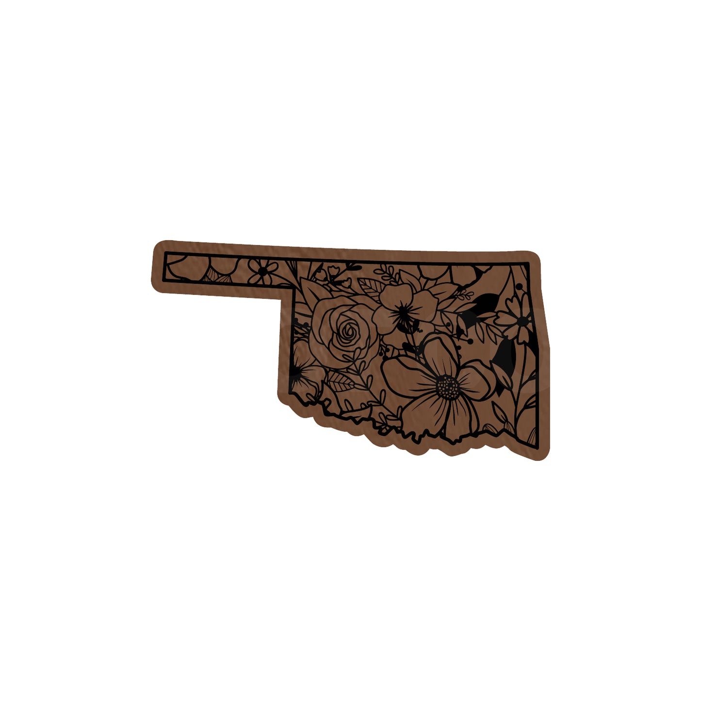 OKLAHOMA FLORAL STATE LEATHERETTE PATCH DARK BROWN