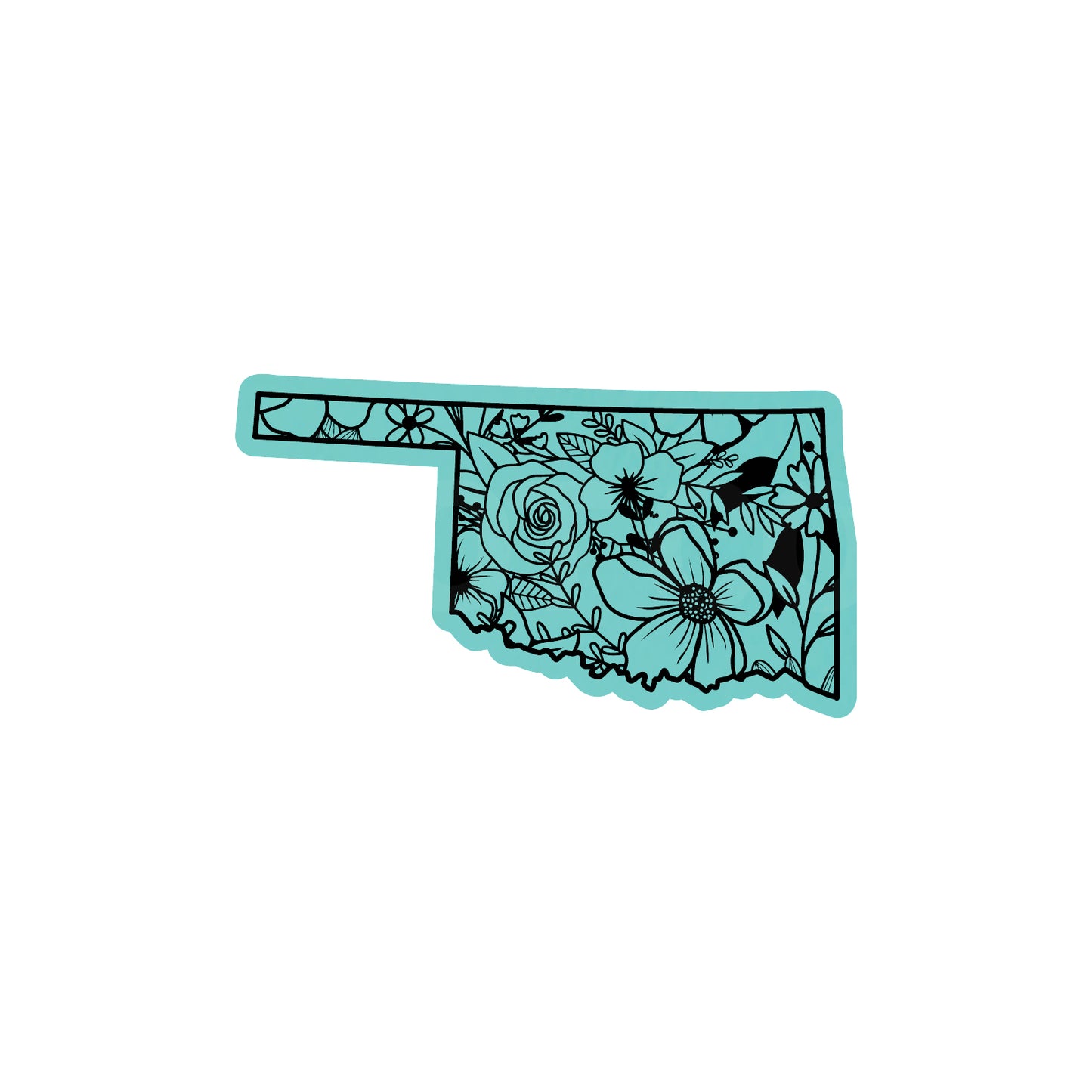 OKLAHOMA FLORAL STATE LEATHERETTE PATCH TEAL